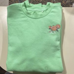 PACSUN Basics Men’s Mint Flower Oversized Fit Crewneck Sweater